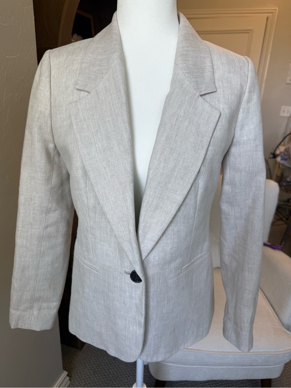 J.Crew Parke Linen Blazer Size 4 Beige Neutral Tailored Jacket